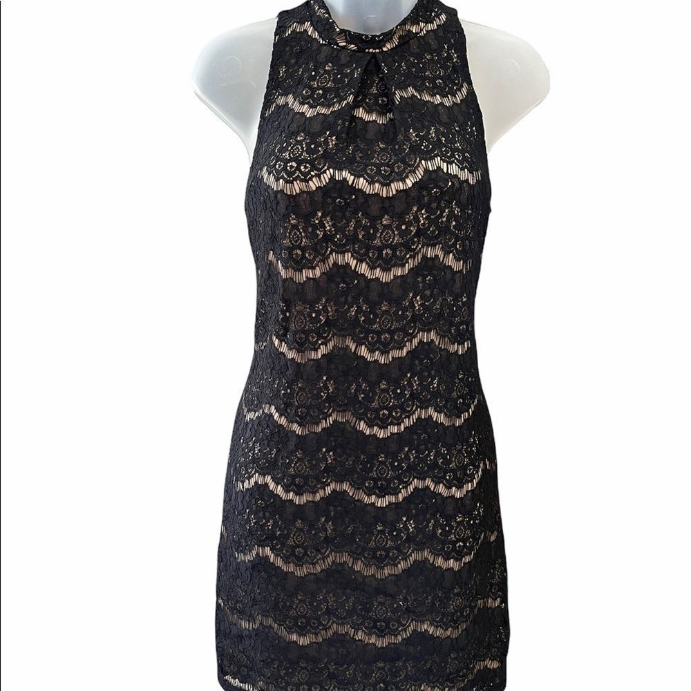 fire Los Angeles halter top black lace dress small